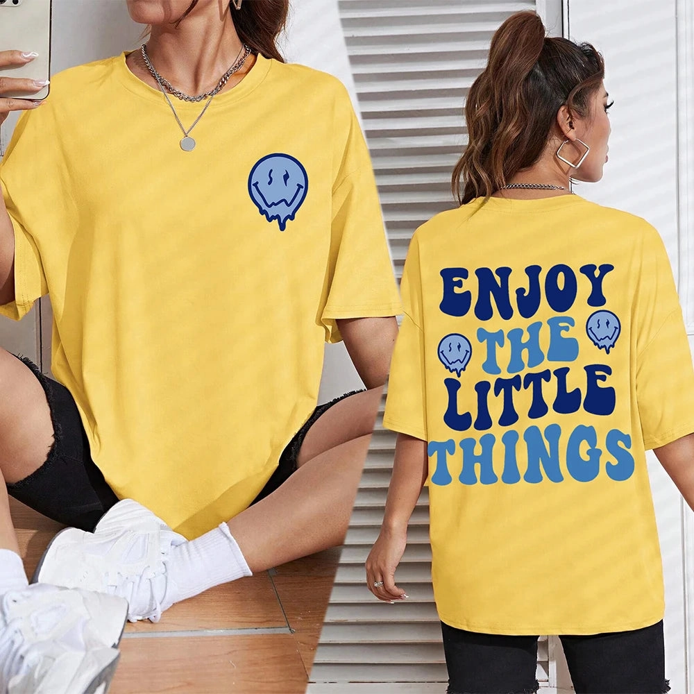 Enjoy The Little Things Slogan Letter Printed Women T-Shirts