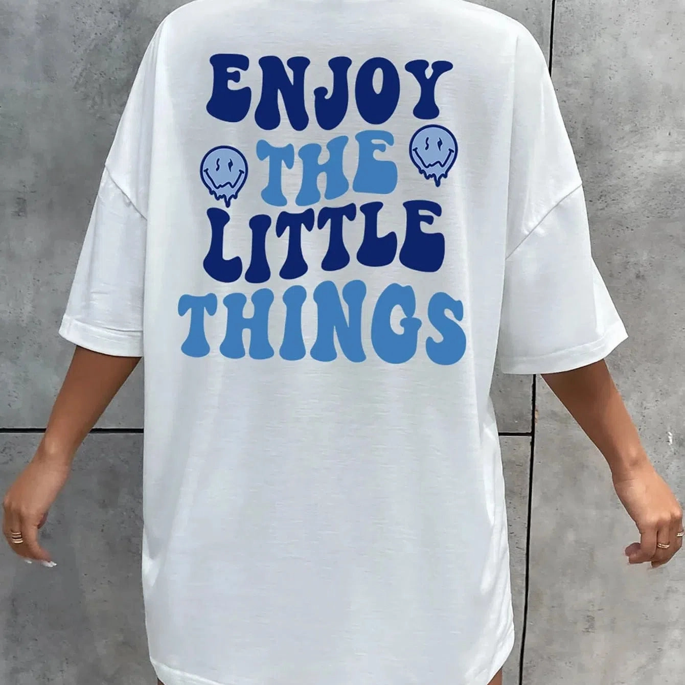Enjoy The Little Things Slogan Letter Printed Women T-Shirts