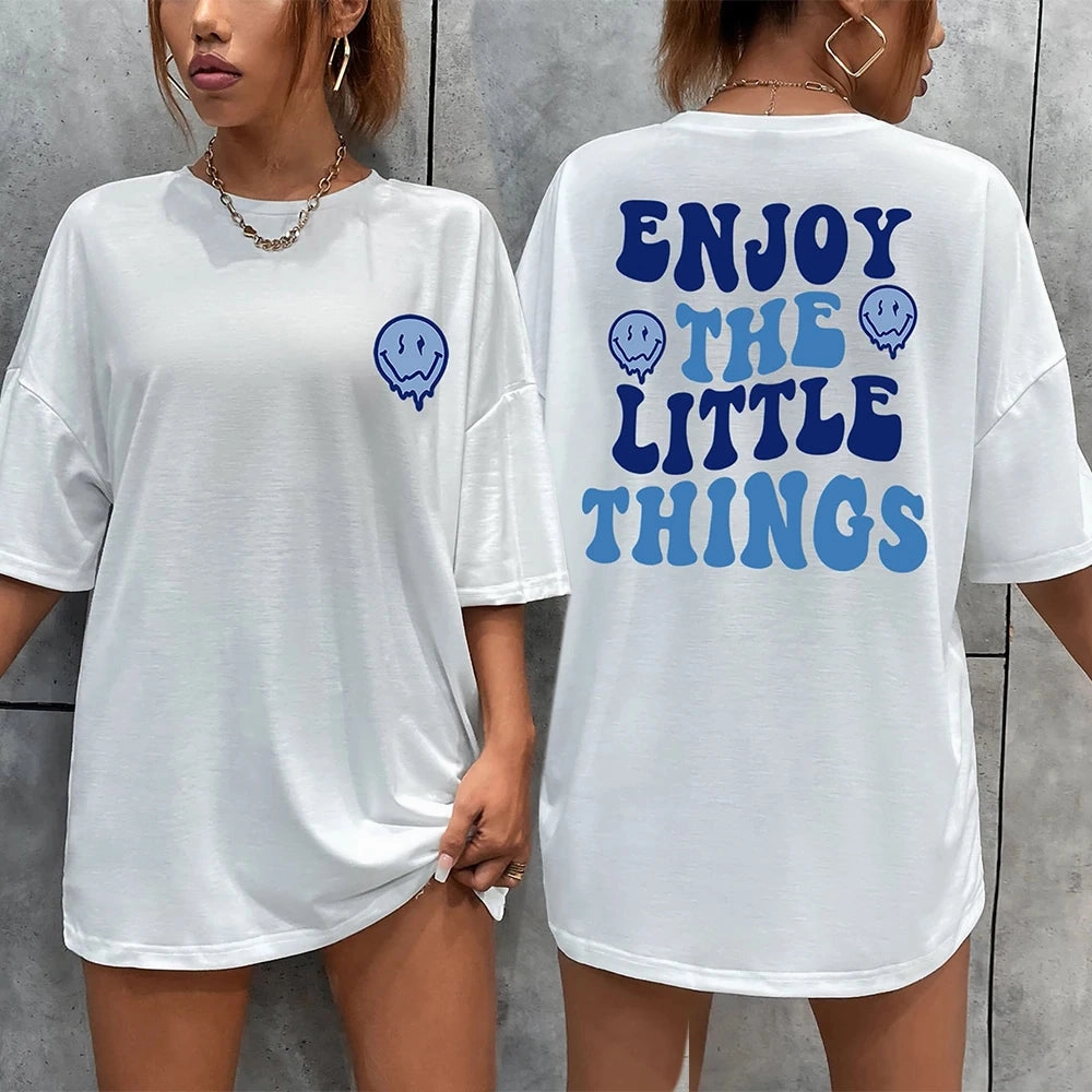 Enjoy The Little Things Slogan Letter Printed Women T-Shirts