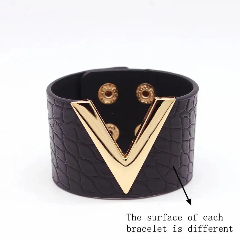 Europe Crack Leather Bracelet For Women Femme Punk Style Soft Jewellery