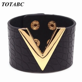 Europe Crack Leather Bracelet For Women Femme Punk Style Soft Jewellery