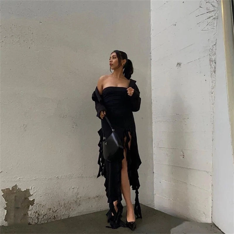 European and American One Shoulder Slim Fit Dress for Chic Style