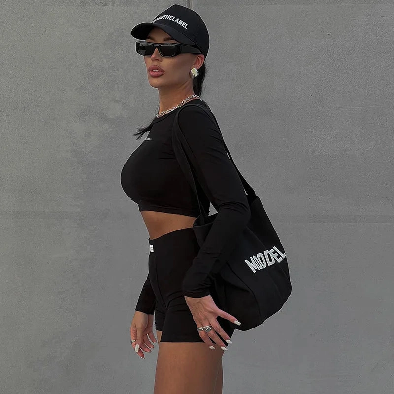 European and American Spring/Summer Round Neck Two Piece Women's Fashion Sports Set