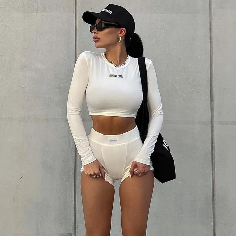 European and American Spring/Summer Round Neck Two Piece Women's Fashion Sports Set