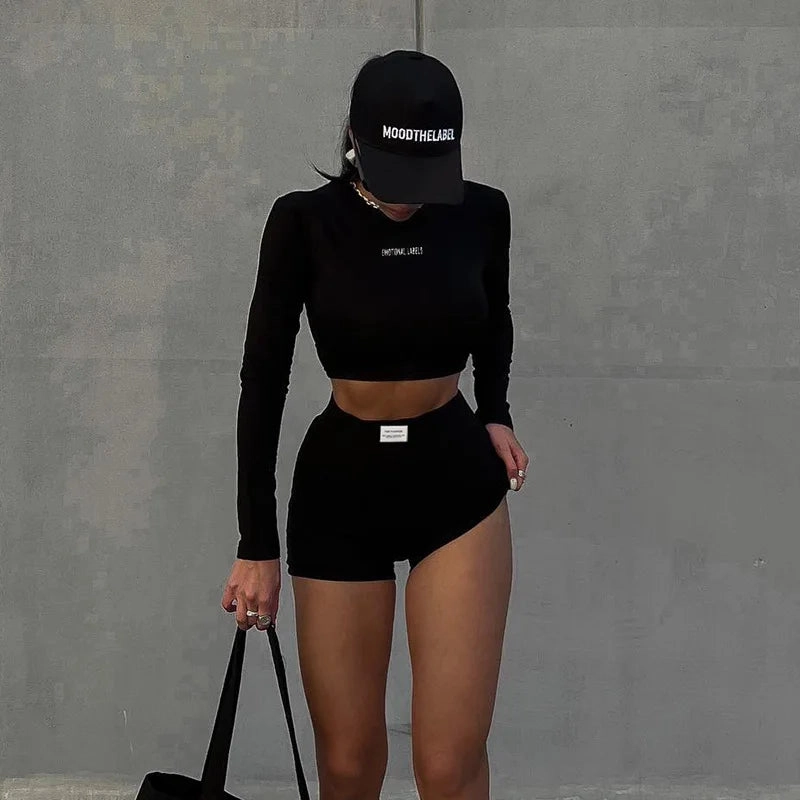 European and American Spring/Summer Round Neck Two Piece Women's Fashion Sports Set