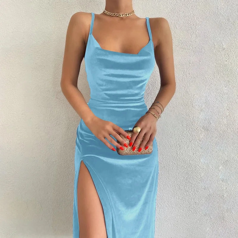 European and American Style Sexy Slim Fit Slit Dress for Women
