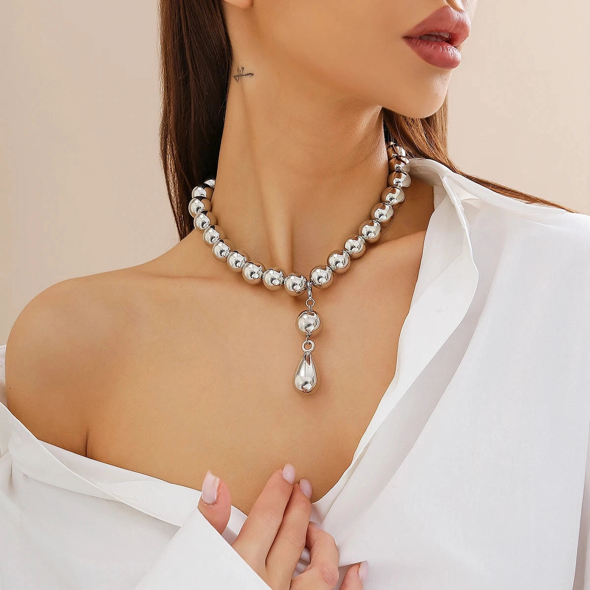 Exaggerated Goth Acrylic CCB Big Ball Bead Necklace Choker