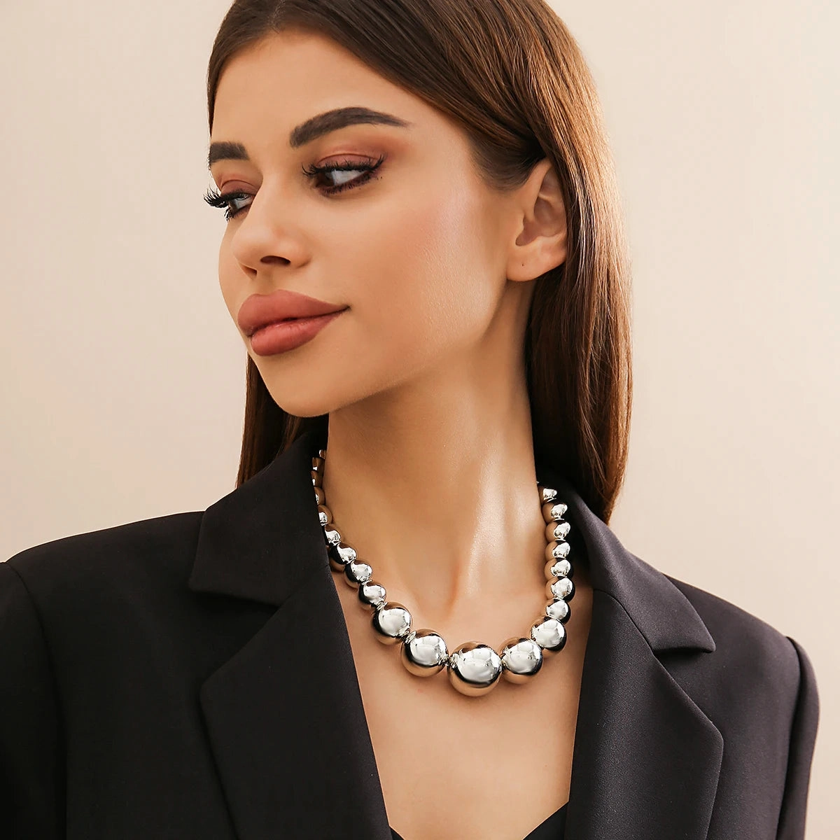 Exaggerated Goth Acrylic CCB Big Ball Bead Necklace Choker