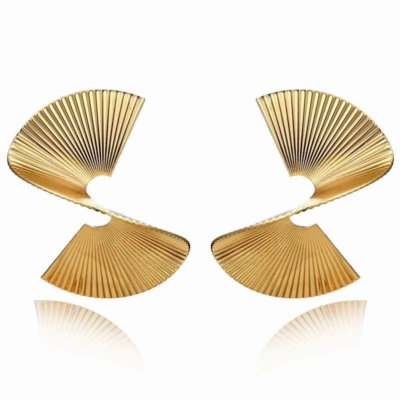 Exaggerated Texture Irregular Metal S Shaped Dangle Earrings
