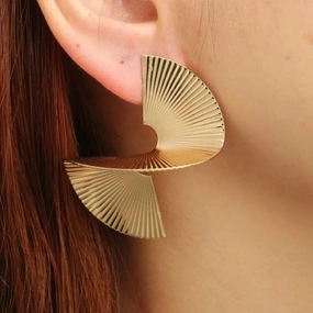 Exaggerated Texture Irregular Metal S Shaped Dangle Earrings