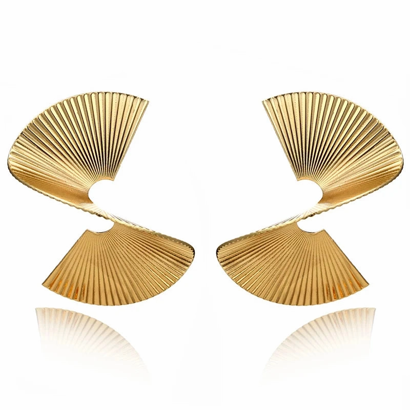 Exaggerated Texture Irregular Metal S Shaped Dangle Earrings