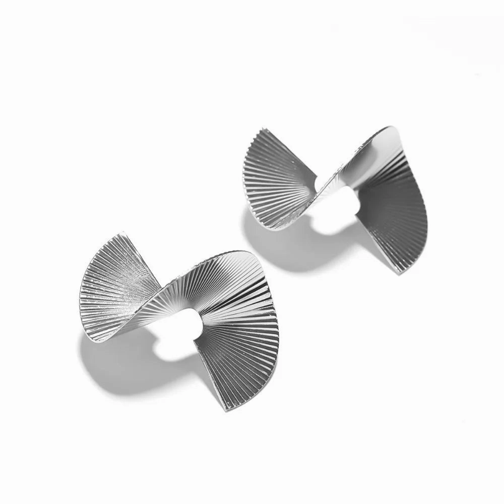 Exaggerated Texture Irregular Metal S Shaped Dangle Earrings