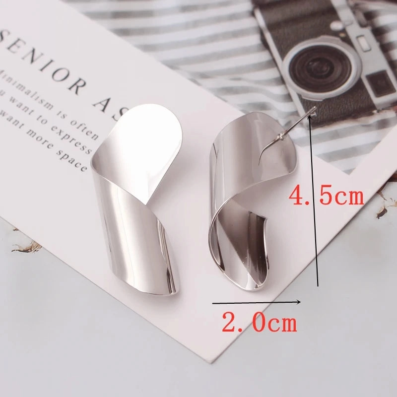 Exaggerated Texture Irregular Metal S Shaped Dangle Earrings