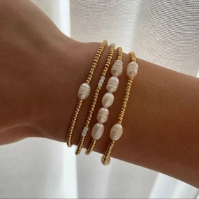 Exquisite Miyuki Golden Bead Stretch Bracelets for Women