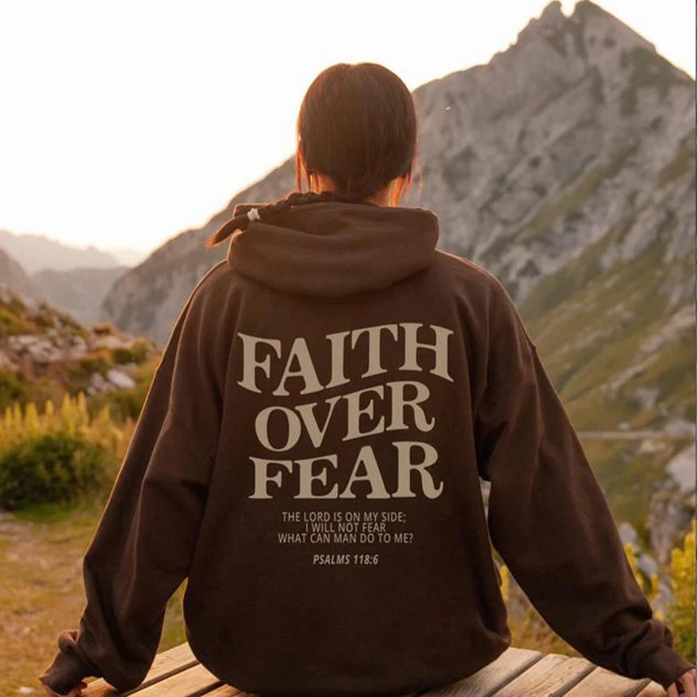 Faith Over Fear Hoodie Unisex Aesthetic Christian Sweatshirt