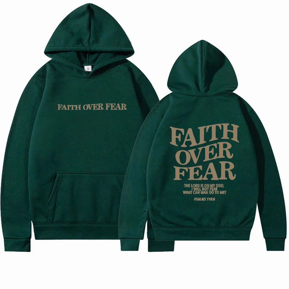 Faith Over Fear Hoodie Unisex Aesthetic Christian Sweatshirt
