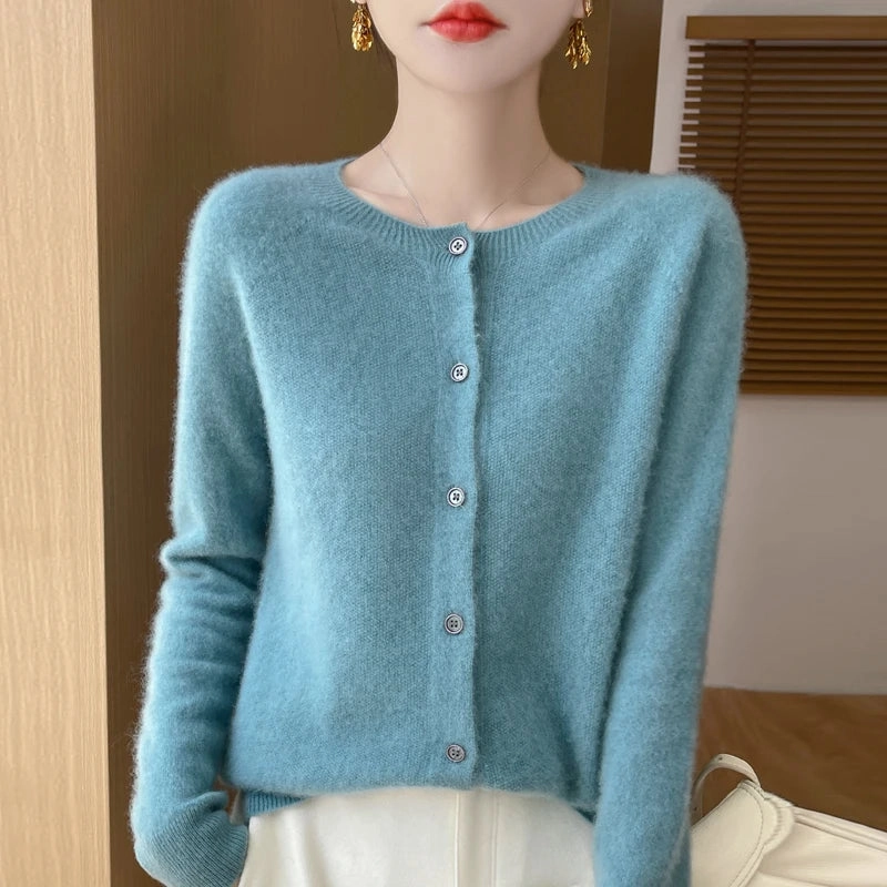 Fall/Winter New Fashion Women's 100% Merino Wool Sweater O-neck Long Sleeve Top