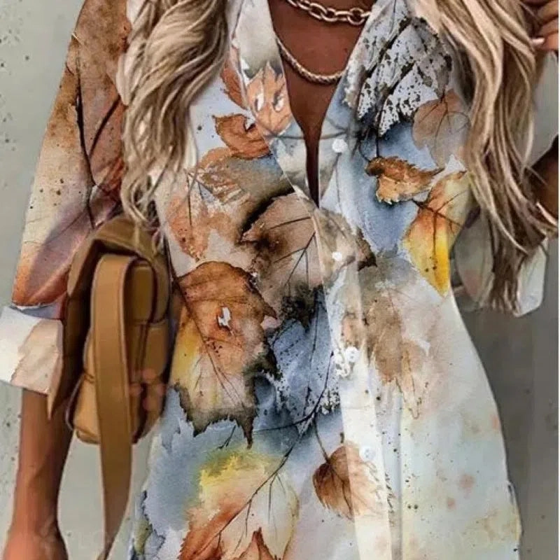 Fashion Casual Long Sleeve Women Shirt All-match Loose Shirt Women Temperament Printed Top