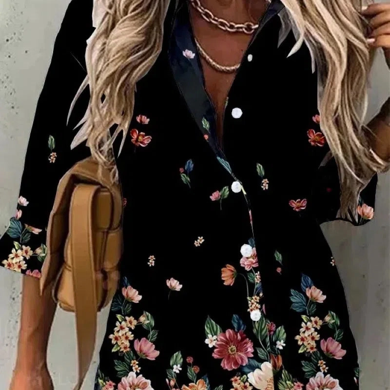 Fashion Casual Long Sleeve Women Shirt All-match Loose Shirt Women Temperament Printed Top
