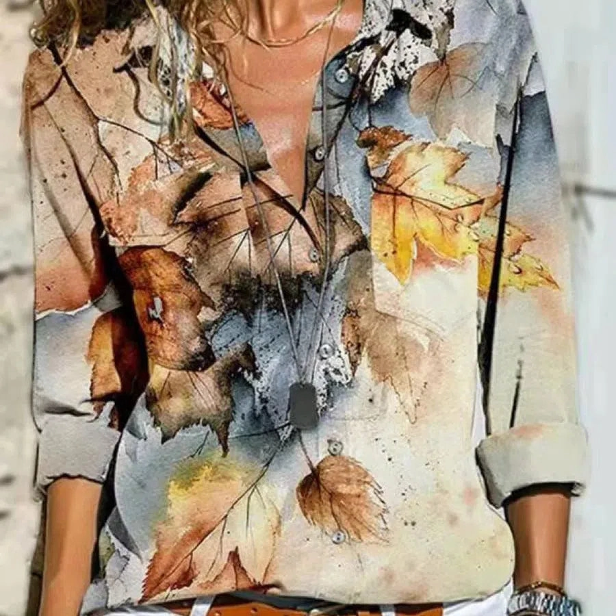 Fashion Casual Long Sleeve Women Shirt All-match Loose Shirt Women Temperament Printed Top