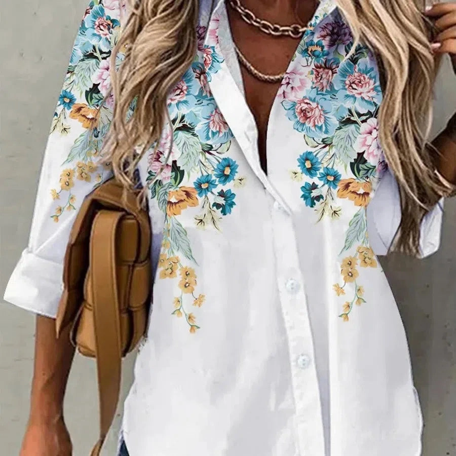 Fashion Casual Long Sleeve Women Shirt All-match Loose Shirt Women Temperament Printed Top