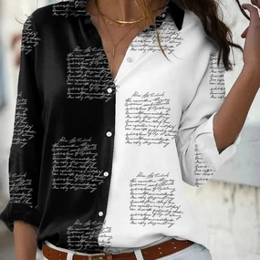 Fashion Casual Long Sleeve Women Shirt All-match Loose Shirt Women Temperament Printed Top