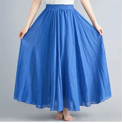 Fashion Clothes Women Clothing Skirts Vintage Y2k Elegant Bohemian Cotton Linen Long Skirt Casual Style