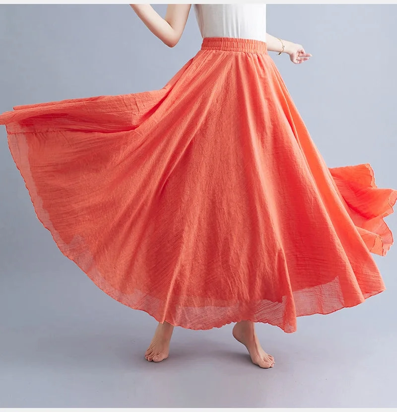 Fashion Clothes Women Clothing Skirts Vintage Y2k Elegant Bohemian Cotton Linen Long Skirt Casual Style
