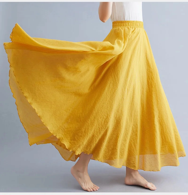 Fashion Clothes Women Clothing Skirts Vintage Y2k Elegant Bohemian Cotton Linen Long Skirt Casual Style
