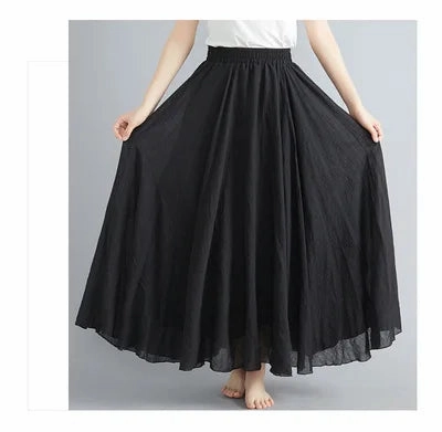 Fashion Clothes Women Clothing Skirts Vintage Y2k Elegant Bohemian Cotton Linen Long Skirt Casual Style