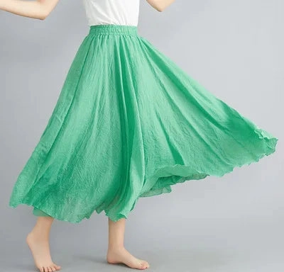 Fashion Clothes Women Clothing Skirts Vintage Y2k Elegant Bohemian Cotton Linen Long Skirt Casual Style