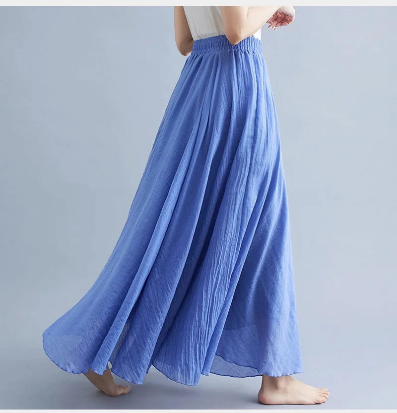 Fashion Clothes Women Clothing Skirts Vintage Y2k Elegant Bohemian Cotton Linen Long Skirt Casual Style