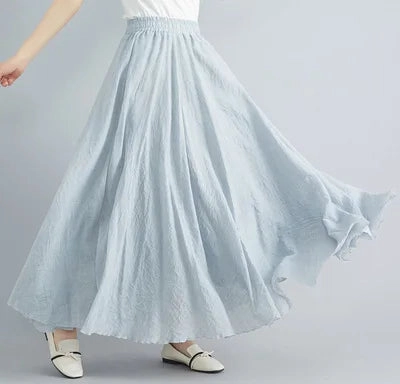 Fashion Clothes Women Clothing Skirts Vintage Y2k Elegant Bohemian Cotton Linen Long Skirt Casual Style