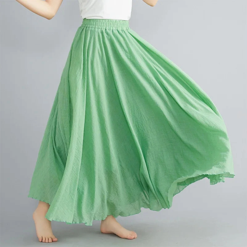 Fashion Clothes Women Clothing Skirts Vintage Y2k Elegant Bohemian Cotton Linen Long Skirt Casual Style
