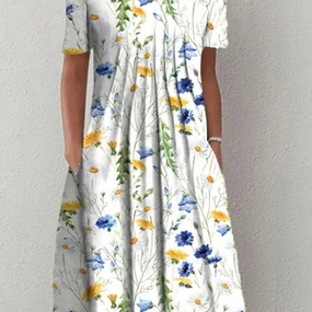 Fashion Elegant Women Dress Loose Casual Dress Printed Design