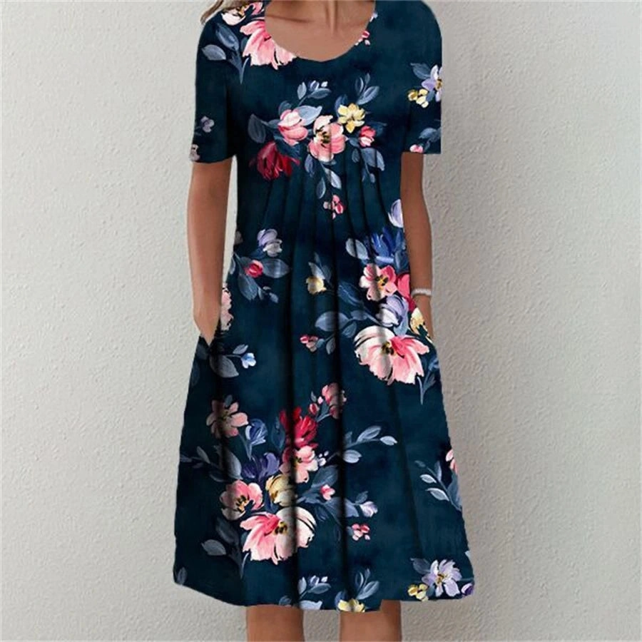Fashion Elegant Women Dress Loose Casual Dress Printed Design