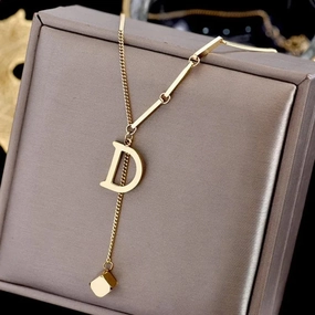 Fashion Letter Good Luck Butterfly Titanium Steel Choker Necklace for Women