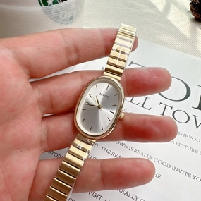 Fashion Luxury Women Quartz Watch Stainless Steel Oval Dial