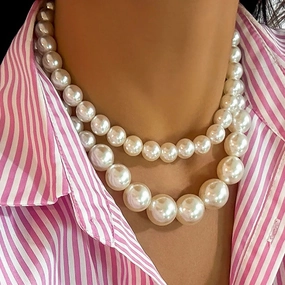 Fashion Multilayer White Imitation-Pearl Choker Necklace for Women