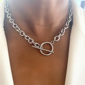 Fashion New Chunky Chain Necklace Women Simple Toggle Clasp