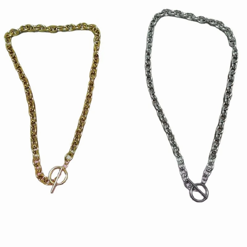 Fashion New Chunky Chain Necklace Women Simple Toggle Clasp