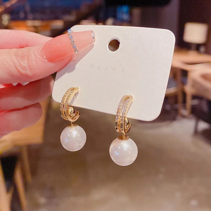 Fashion New Light Luxury Imitation Pearl Drop Earrings for Women