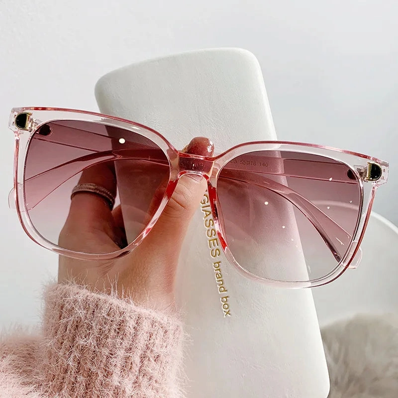 Fashion Oversized Sunglasses Woman Vintage Square Frame Shades
