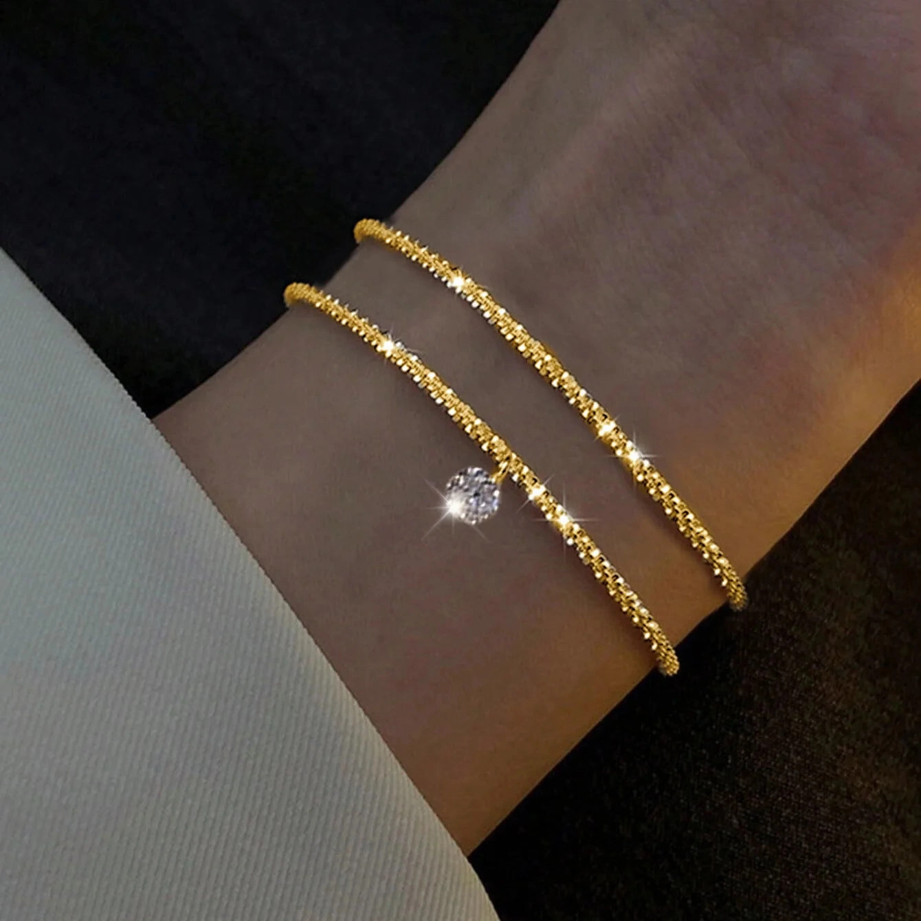 Fashion Silver Color Sparkling Adjustable Bracelets for Women Elegant Gypsophila Fine Bracelet Wedding Party Jewelry Gift