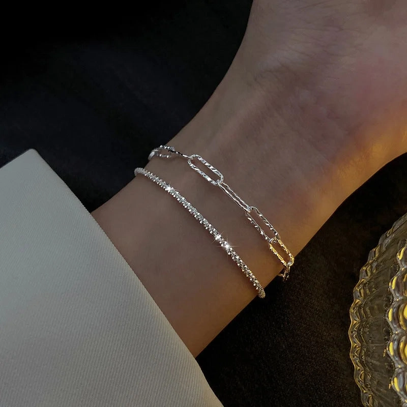 Fashion Silver Color Sparkling Adjustable Bracelets for Women Elegant Gypsophila Fine Bracelet Wedding Party Jewelry Gift