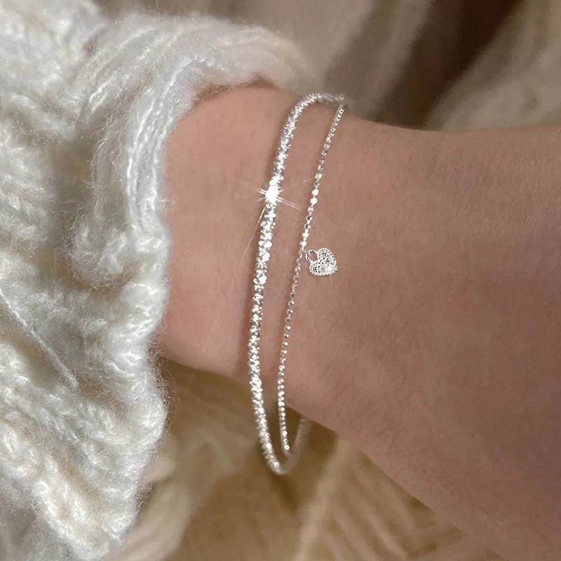 Fashion Silver Color Sparkling Adjustable Bracelets for Women Elegant Gypsophila Fine Bracelet Wedding Party Jewelry Gift