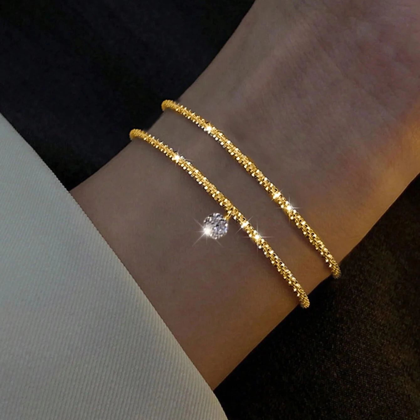 Fashion Silver Color Sparkling Adjustable Bracelets for Women Elegant Gypsophila Fine Bracelet Wedding Party Jewelry Gift