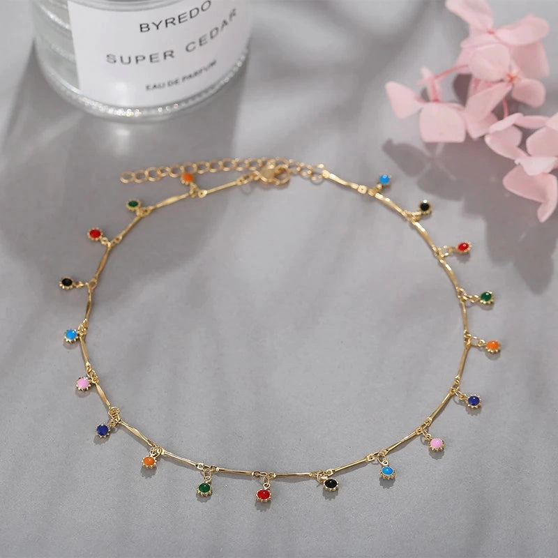 Fashion Simple Candy Color Tassel Necklace for Women Aesthetic Choker Jewelry All-match Gift Chain