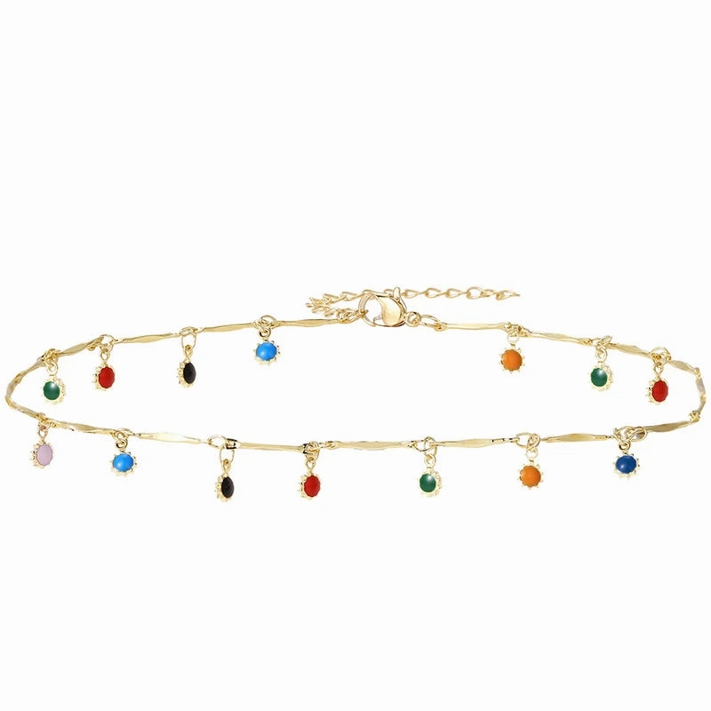 Fashion Simple Candy Color Tassel Necklace for Women Aesthetic Choker Jewelry All-match Gift Chain