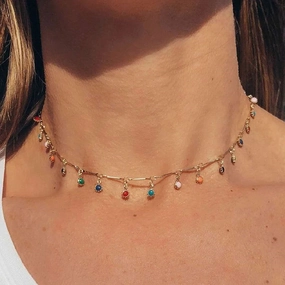 Fashion Simple Candy Color Tassel Necklace for Women Aesthetic Choker Jewelry All-match Gift Chain